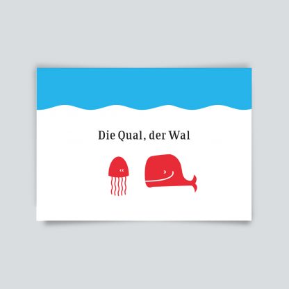Maritime Postkarte. die Qual der Wal