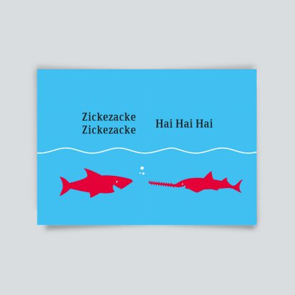 Maritime Postkarte. Zicke Zacke Hai Hai Hai